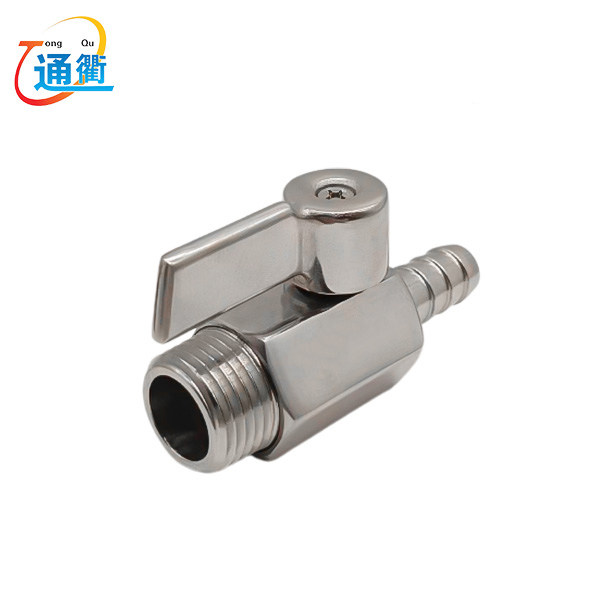 Hose Barb Mini Ball Valve Male Thread Stainless Steel Handle 